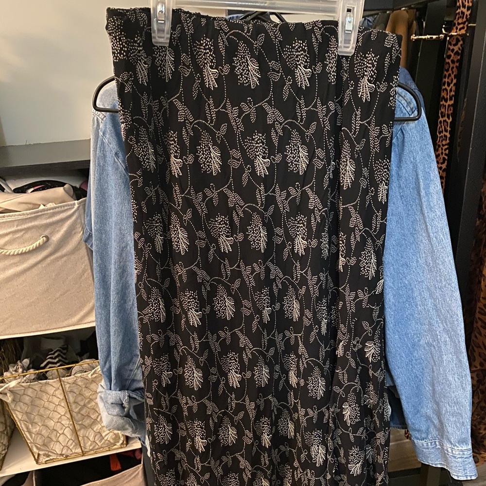 Midi Black Floral Skirt